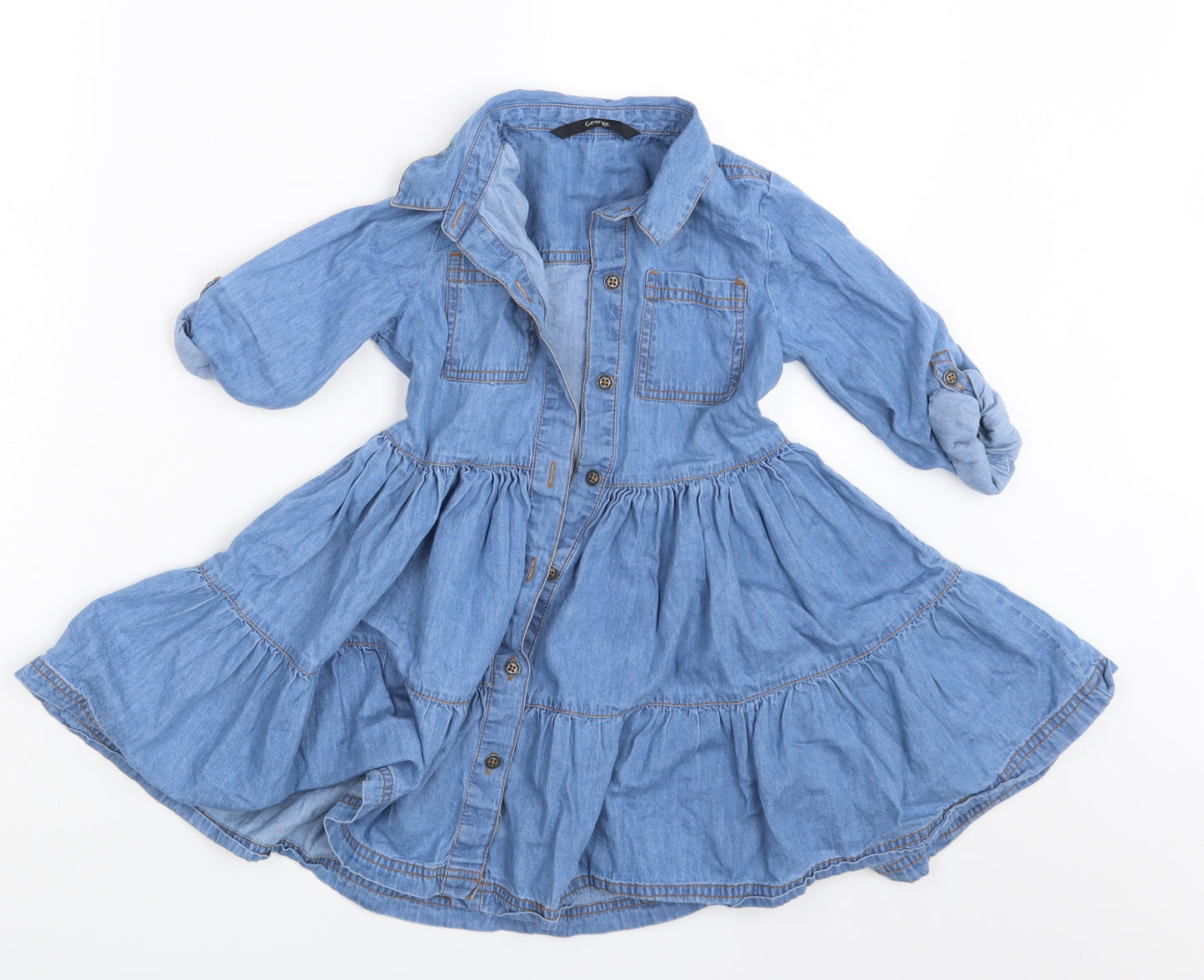 George Girls Blue   Basic Button-Up Size 5-6 Years