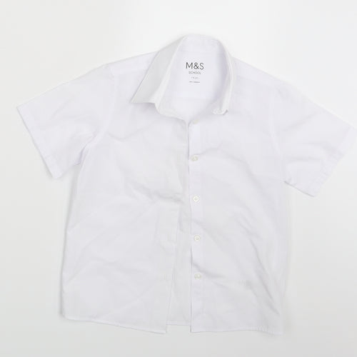 M&S Boys White   Basic Button-Up Size 7-8 Years  - School Wear