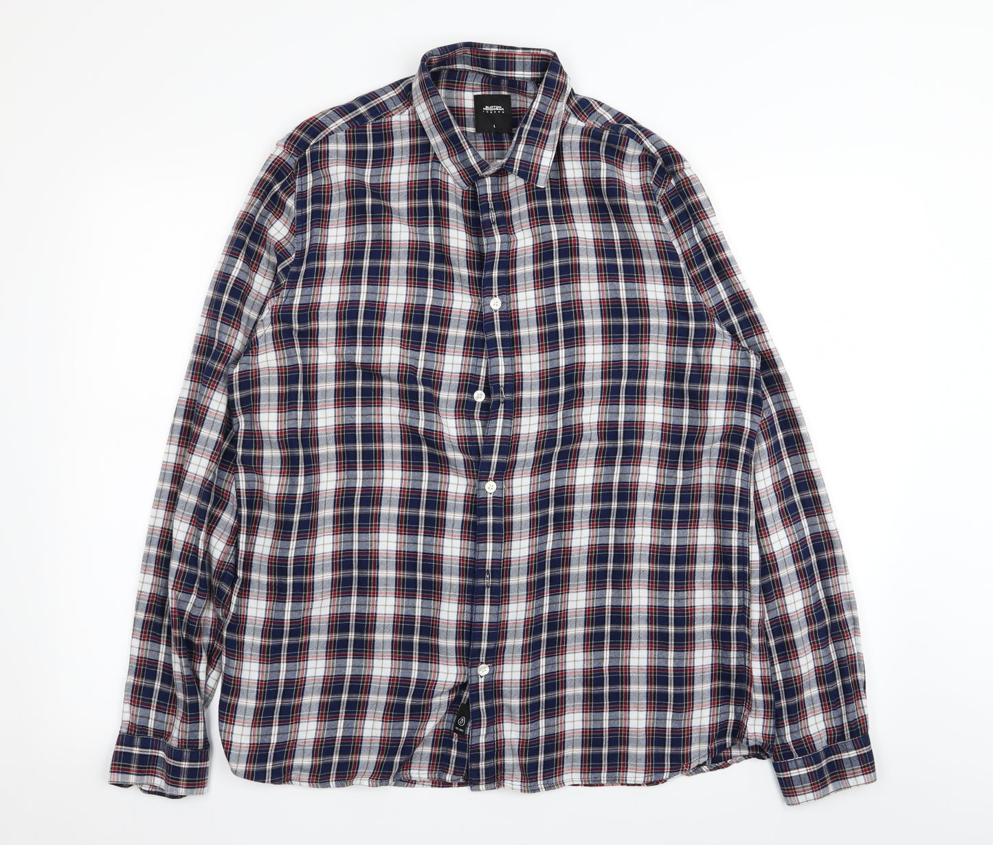 burton menswear Mens Multicoloured Check   Button-Up Size L