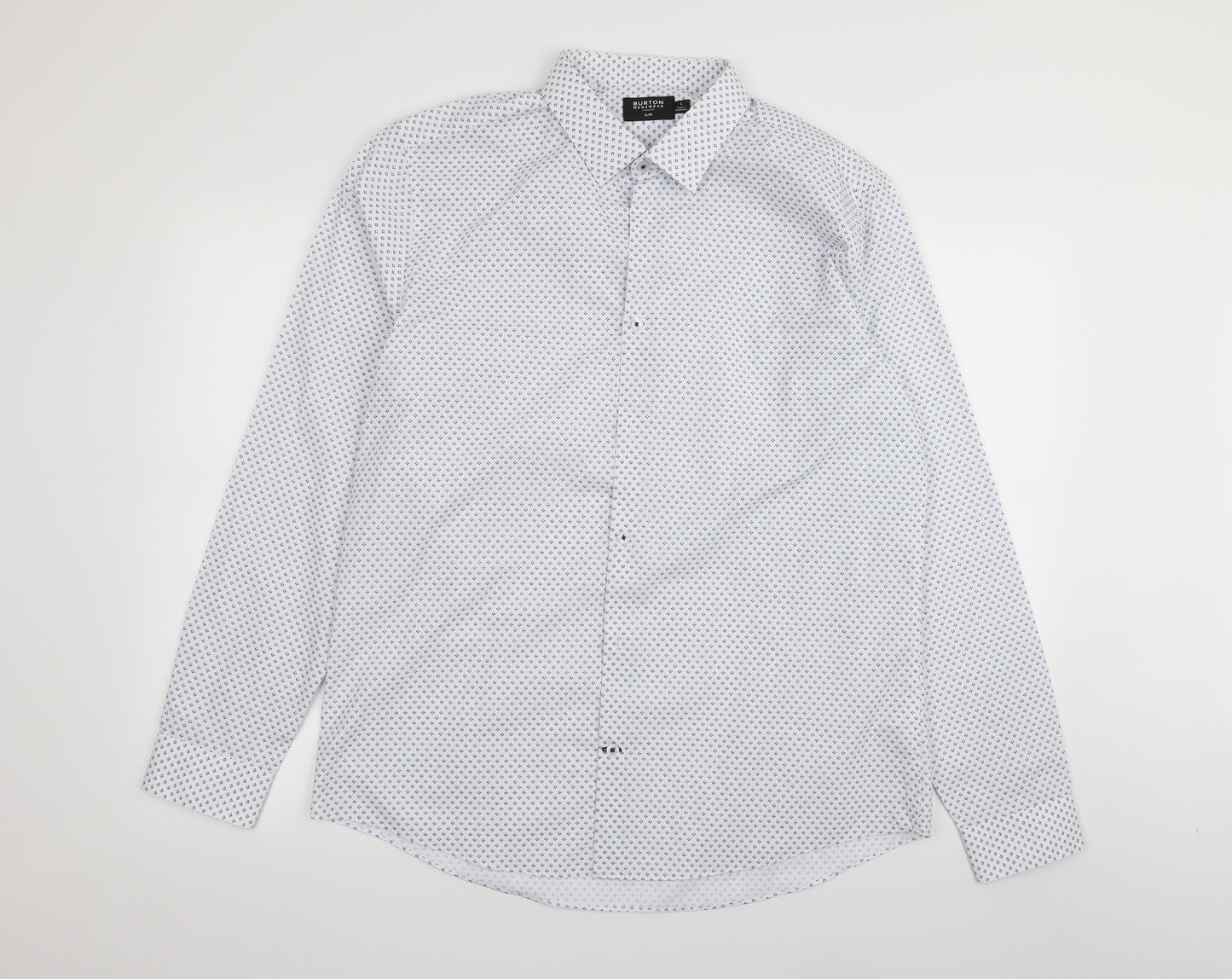 burton menswear Mens White Geometric   Button-Up Size L