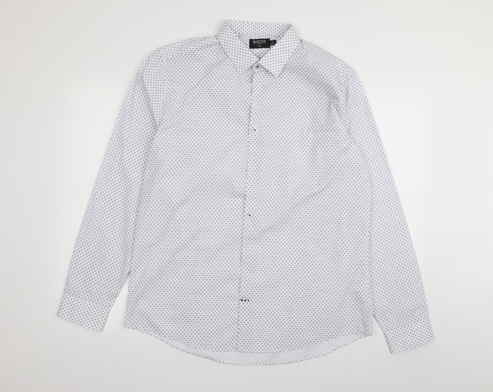 burton menswear Mens White Geometric   Button-Up Size L
