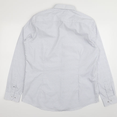 burton menswear Mens White Geometric   Button-Up Size L