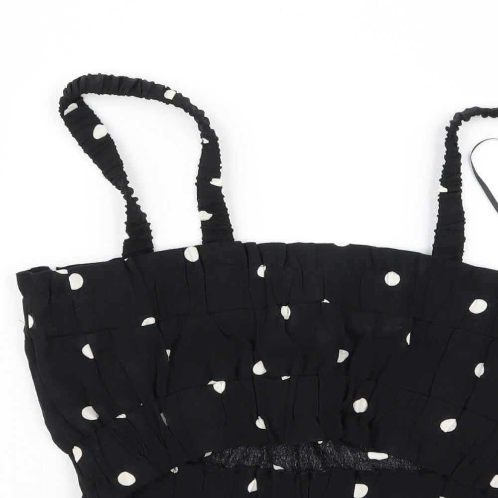 H&M Womens Black Polka Dot  Basic Tank Size S  - crop top