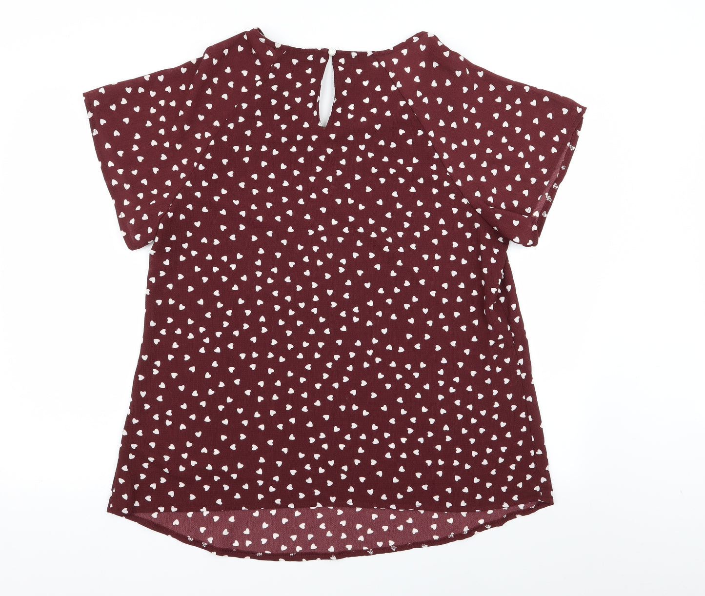 New Look Womens Red   Basic Blouse Size 12  - Heart Detail