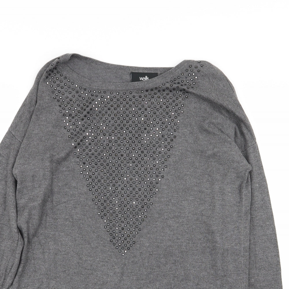 Wallis Womens Grey Geometric  Jumper Dress  Size S