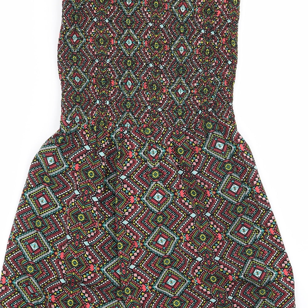 Primark Womens Multicoloured Geometric  Playsuit One-Piece Size 8