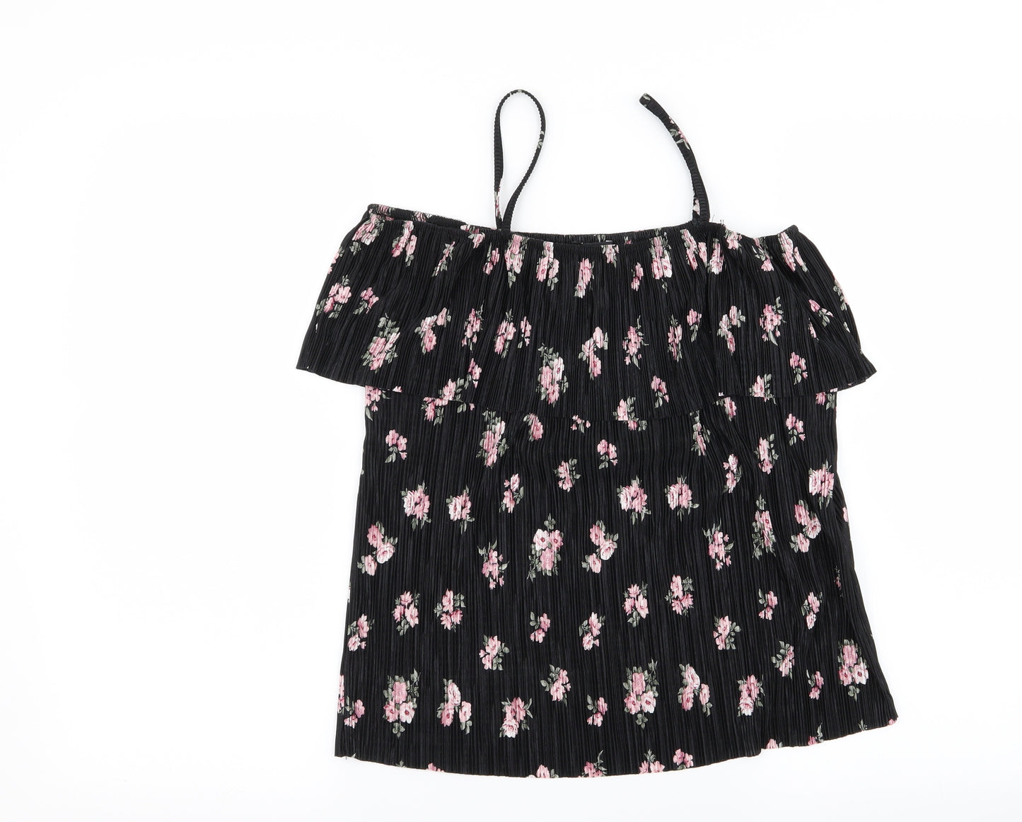 New Look Girls Black Floral  Basic Blouse Size 14-15 Years