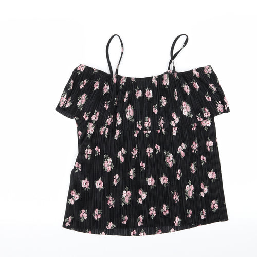New Look Girls Black Floral  Basic Blouse Size 14-15 Years