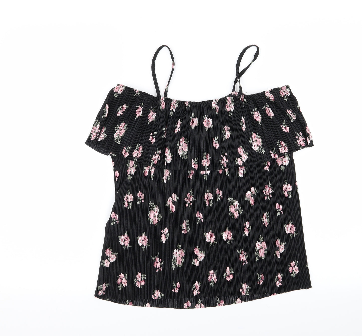 New Look Girls Black Floral  Basic Blouse Size 14-15 Years