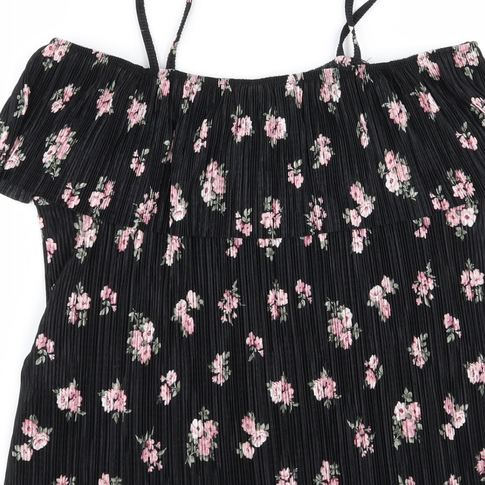 New Look Girls Black Floral  Basic Blouse Size 14-15 Years