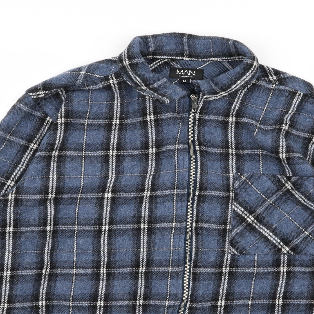 boohoo man Mens Multicoloured Check  Full Zip Jumper Size M