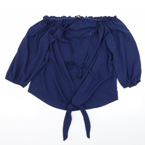 chicme Womens Blue   Basic Blouse Size L