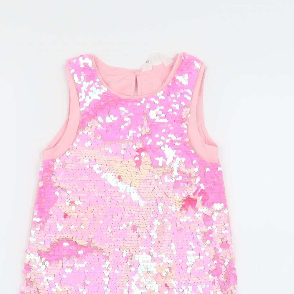 H&M Girls Pink   A-Line  Size 4-5 Years  - Sequins all over