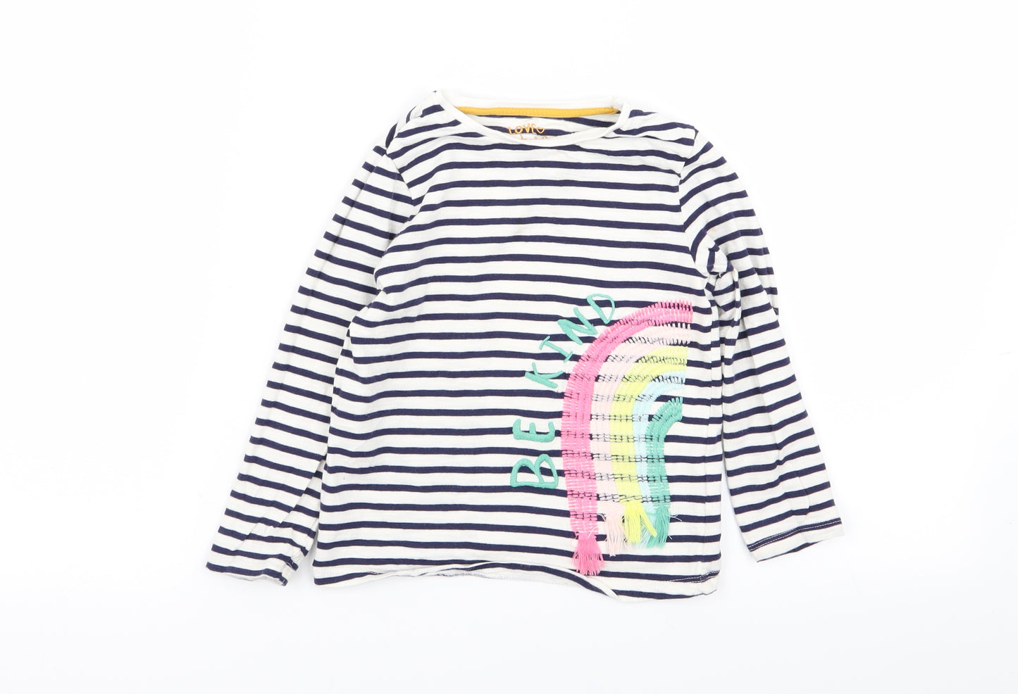F&F Girls Multicoloured Striped  Basic T-Shirt Size 5-6 Years