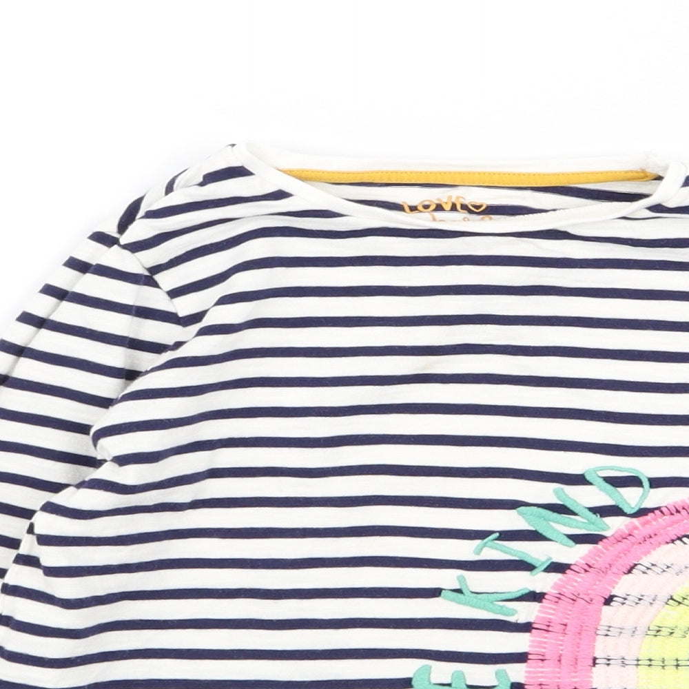 F&F Girls Multicoloured Striped  Basic T-Shirt Size 5-6 Years