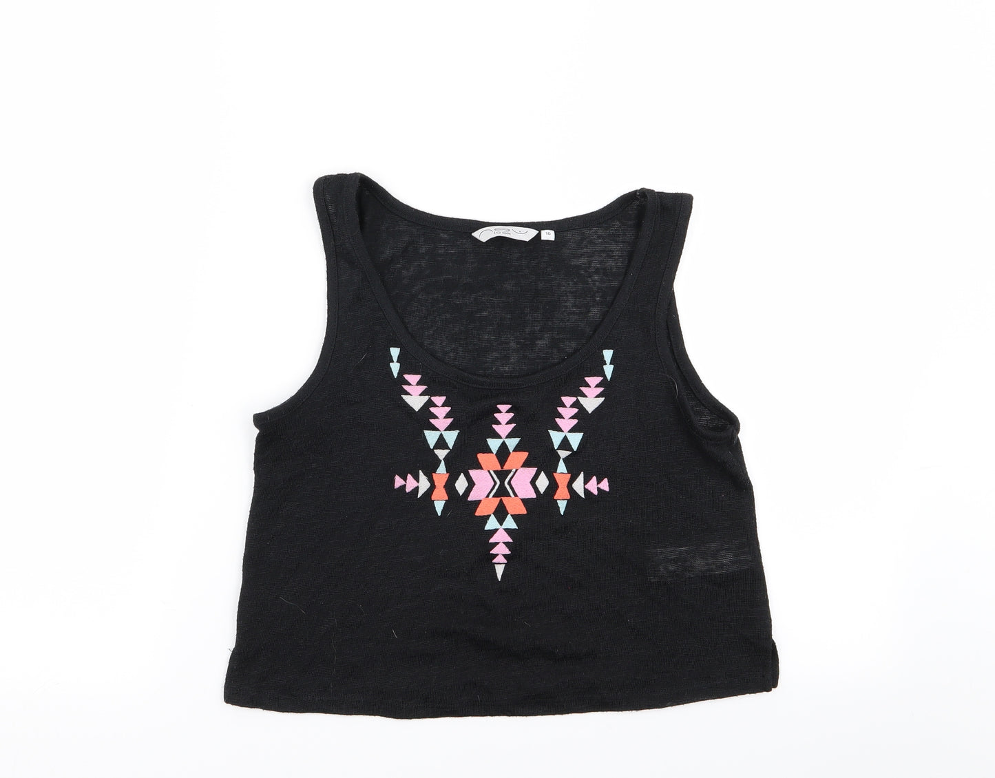 New Look Womens Black Geometric  Basic Tank Size 10