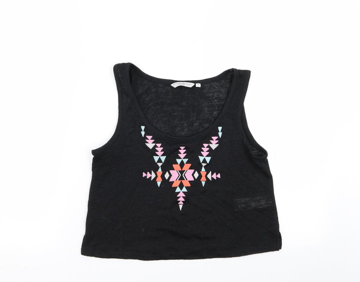 New Look Womens Black Geometric  Basic Tank Size 10