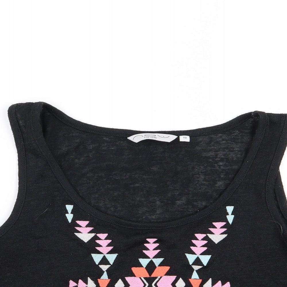 New Look Womens Black Geometric  Basic Tank Size 10