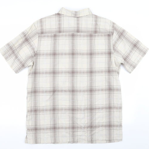 Atlantic Bay Mens Beige Check   Button-Up Size M