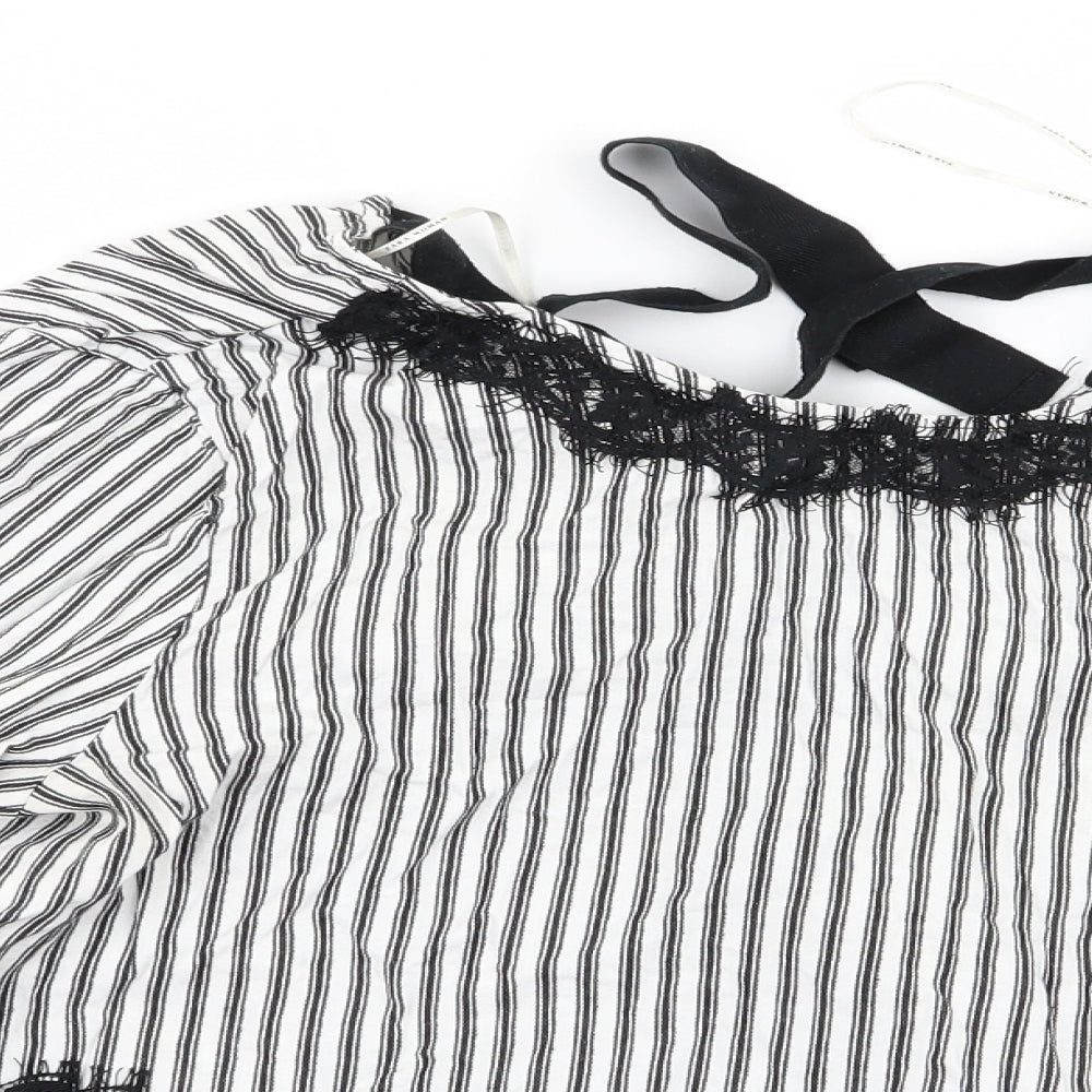 Zara Womens Multicoloured Striped  Basic Blouse Size M