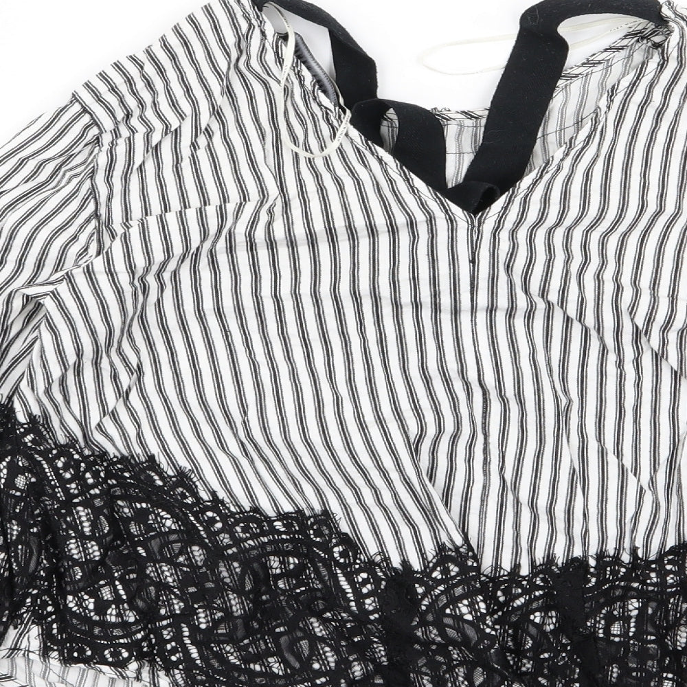 Zara Womens Multicoloured Striped  Basic Blouse Size M