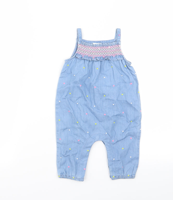 F&F Girls Blue Polka Dot  Babygrow One-Piece Size 3-6 Months