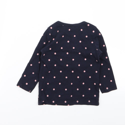 H&M Girls Blue Polka Dot  Basic T-Shirt Size 6-9 Months