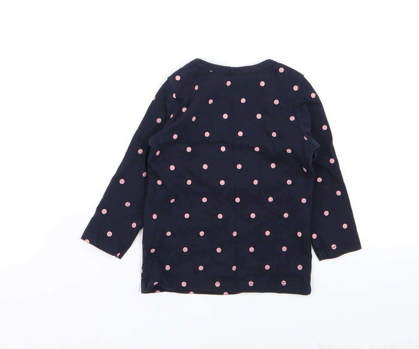 H&M Girls Blue Polka Dot  Basic T-Shirt Size 6-9 Months