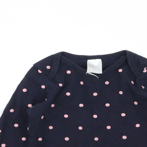 H&M Girls Blue Polka Dot  Basic T-Shirt Size 6-9 Months