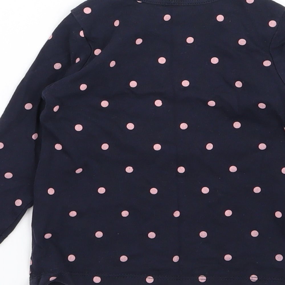 H&M Girls Blue Polka Dot  Basic T-Shirt Size 6-9 Months