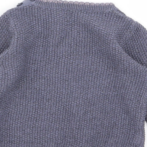 Asda George Girls Blue Animal Print  Pullover Jumper Size 3-6 Months