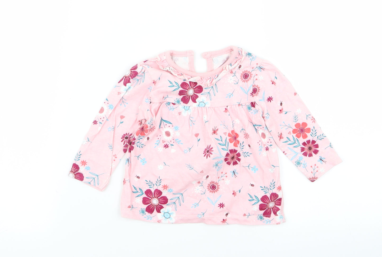 Asda George Girls Pink Floral  T-Shirt Dress  Size 3-6 Months