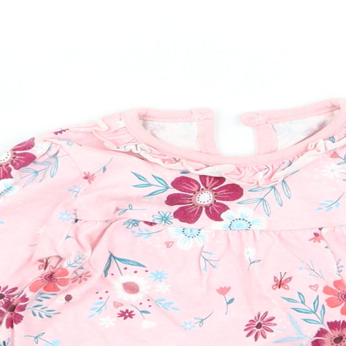 Asda George Girls Pink Floral  T-Shirt Dress  Size 3-6 Months