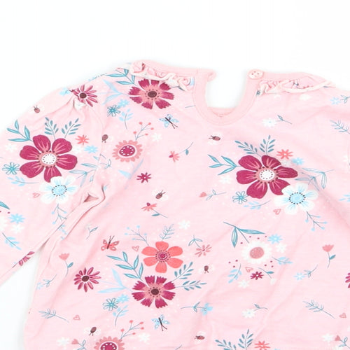 Asda George Girls Pink Floral  T-Shirt Dress  Size 3-6 Months