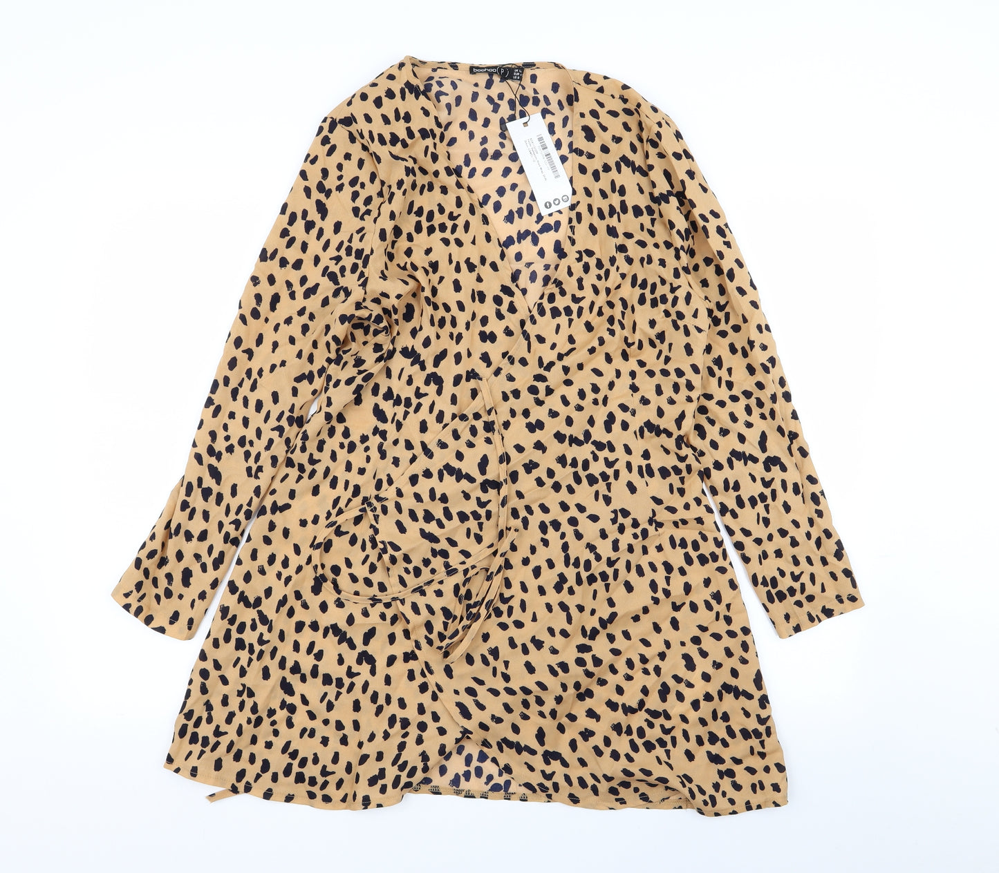 Boohoo Womens Multicoloured Animal Print  Wrap Jumper Size 12