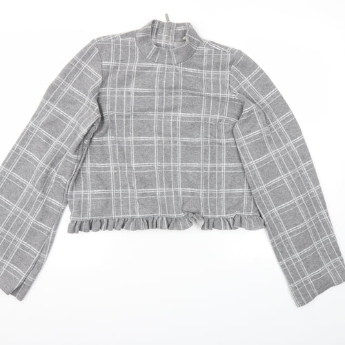 River Island Womens Grey Check  Pullover Jumper Size 12