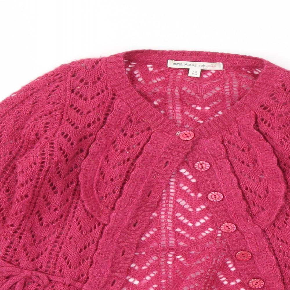 Autograph Girls Pink   Cardigan Jumper Size 7-8 Years