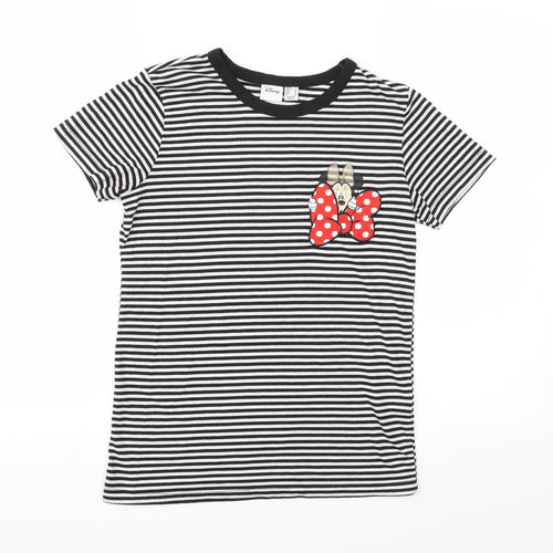 Primark Womens Black Striped  Basic T-Shirt Size 4
