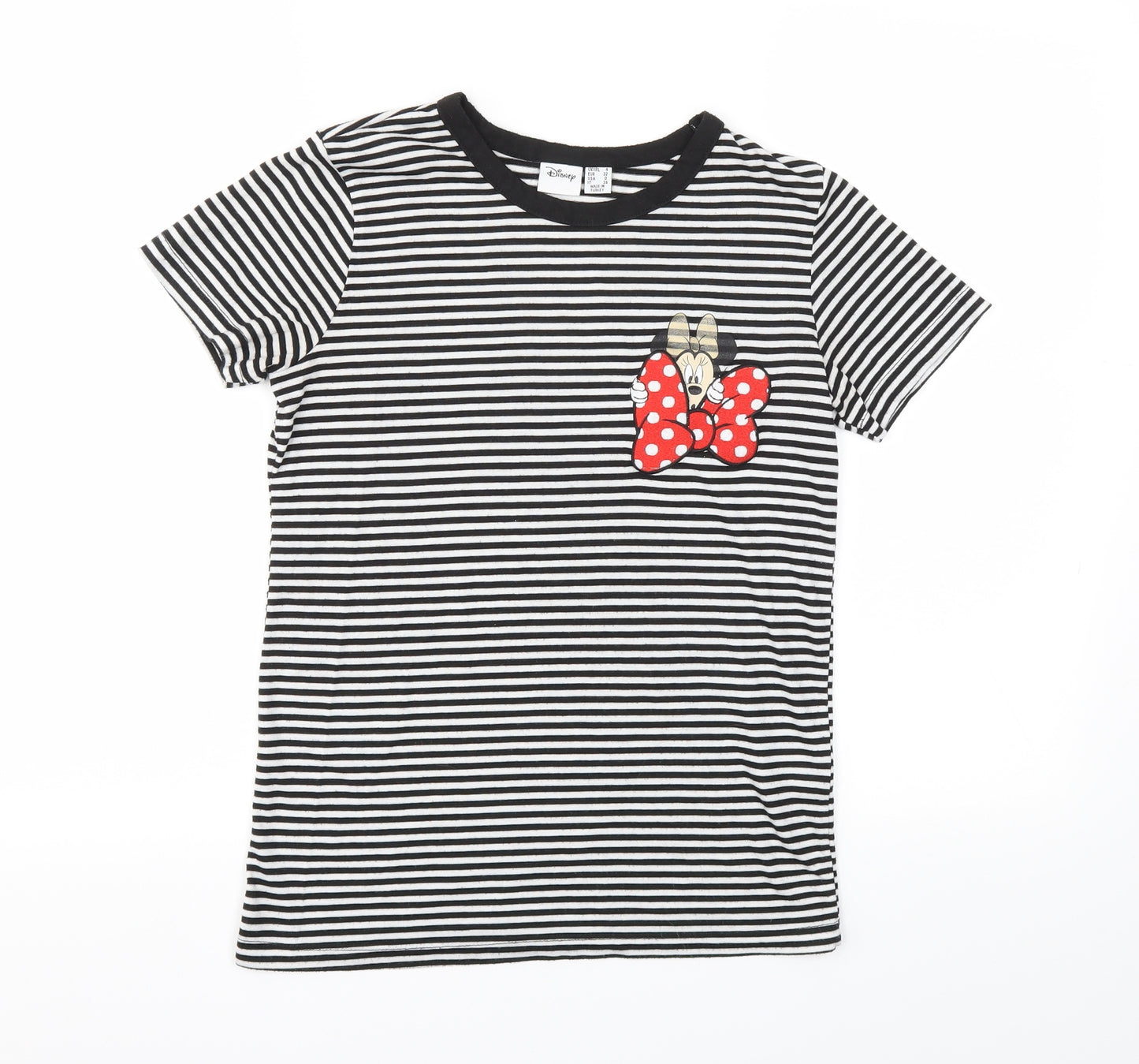 Primark Womens Black Striped  Basic T-Shirt Size 4