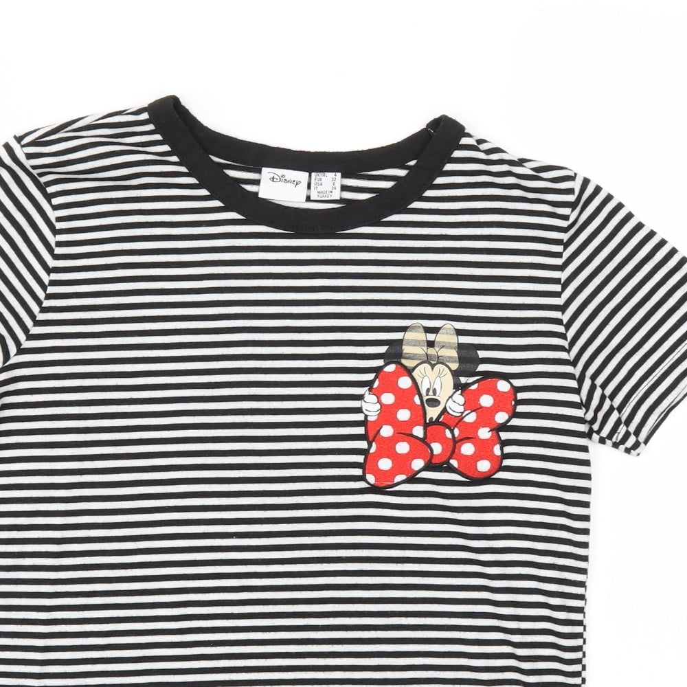 Primark Womens Black Striped  Basic T-Shirt Size 4