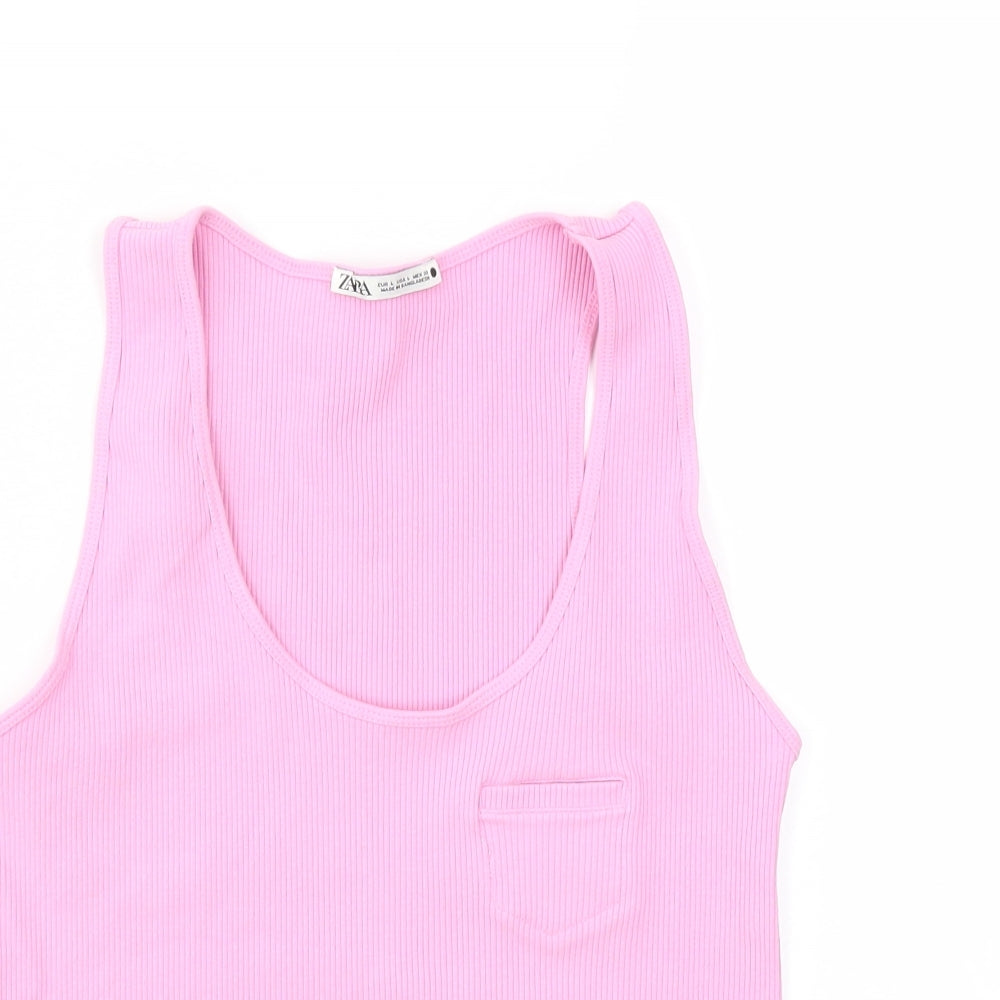 Zara Womens Pink   Basic T-Shirt Size L