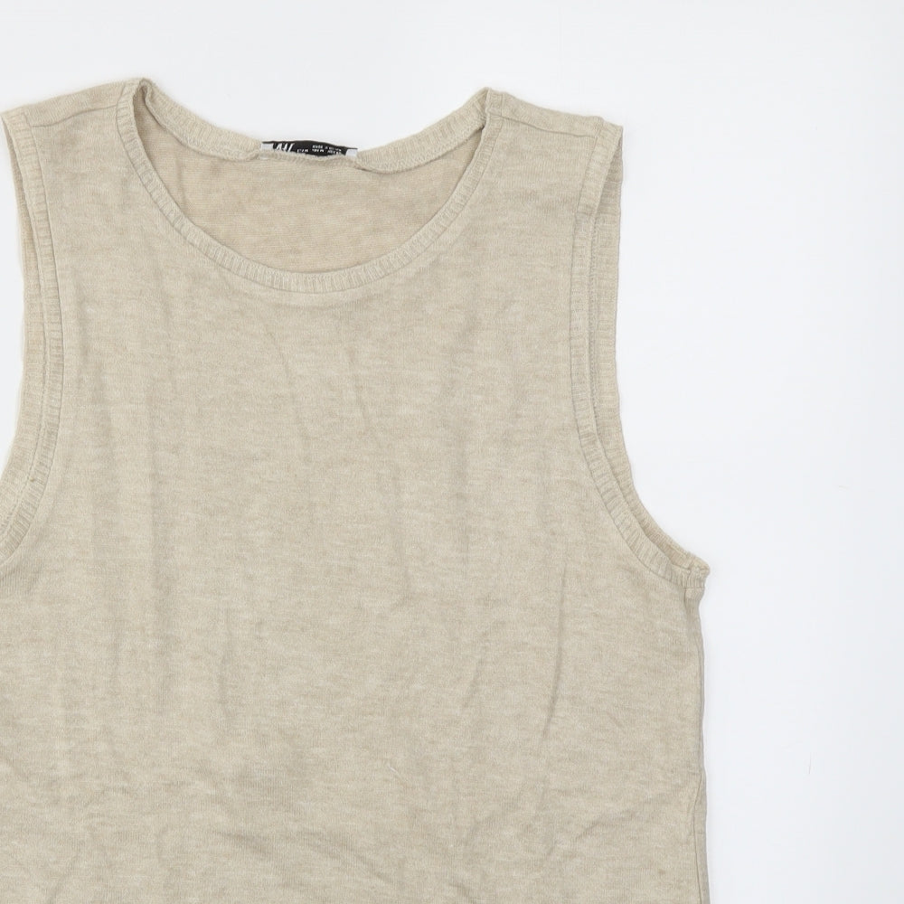 Zara Womens Beige   Basic T-Shirt Size M