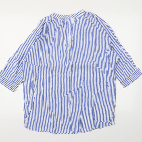 Zara Womens Blue Striped  Basic T-Shirt Size M