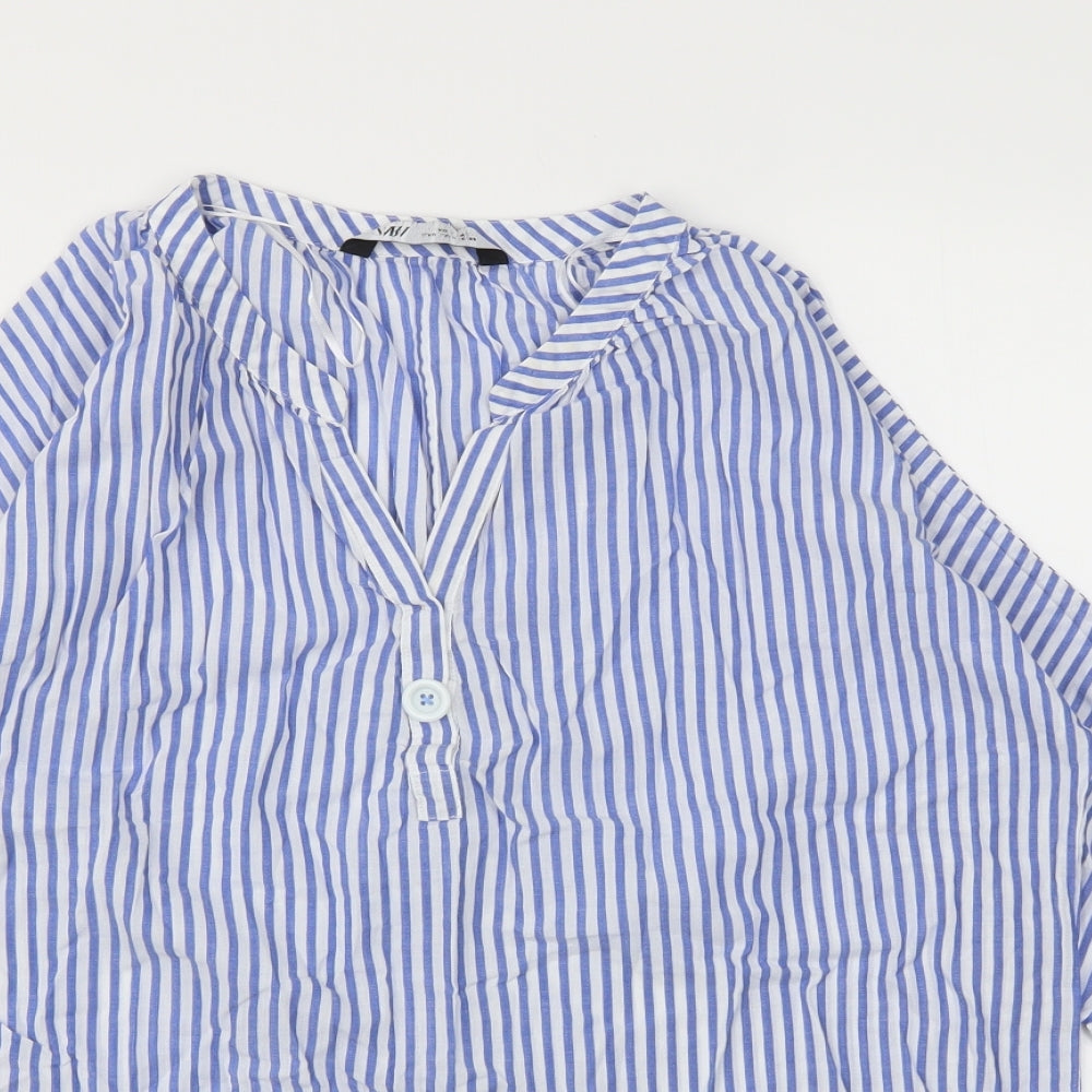 Zara Womens Blue Striped  Basic T-Shirt Size M