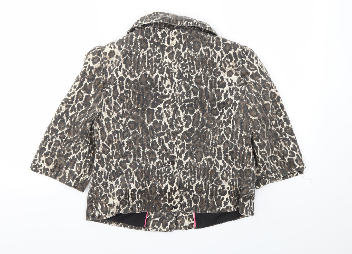 Primark Womens Brown Animal Print  Jacket Blazer Size 10