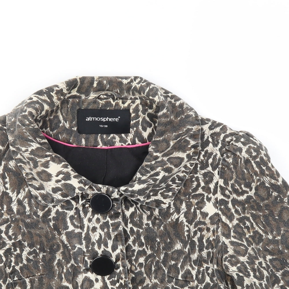 Primark Womens Brown Animal Print  Jacket Blazer Size 10
