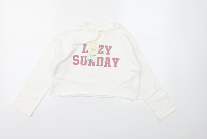 MNG Girls White   Pullover Sweatshirt Size 2XS