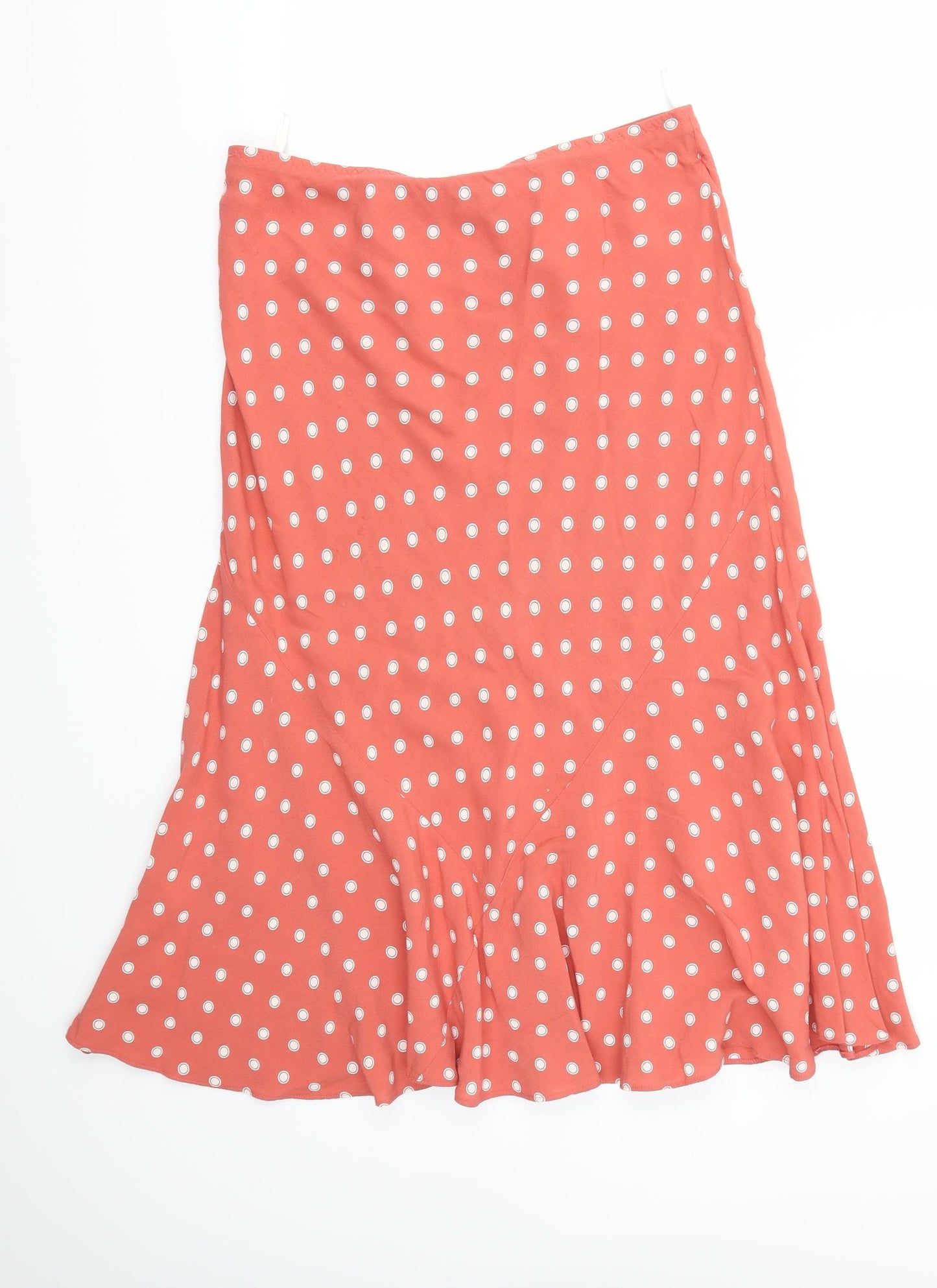 M&S Womens Orange Polka Dot  Flare Skirt Size 14  - Stretch waistband