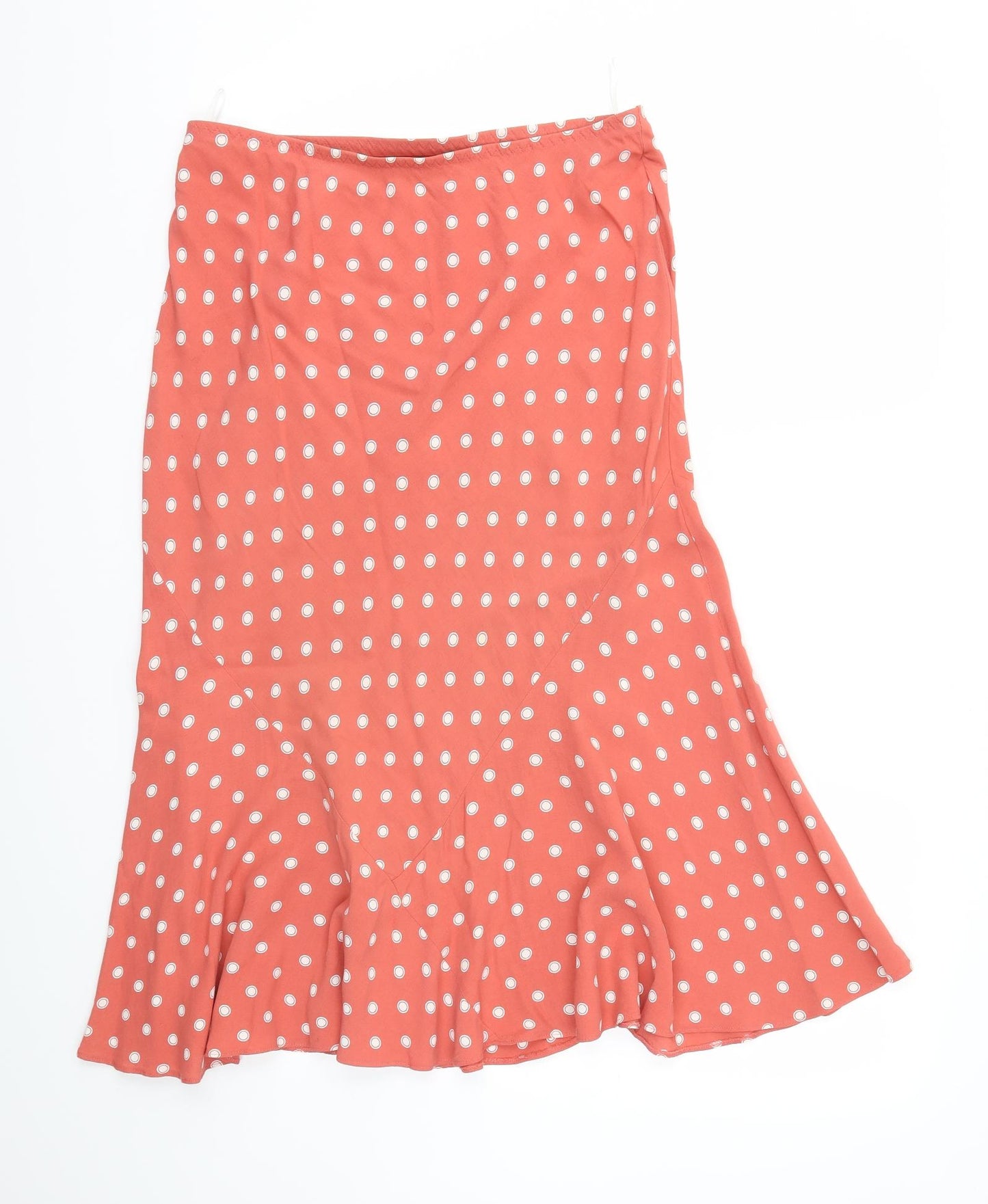M&S Womens Orange Polka Dot  Flare Skirt Size 14  - Stretch waistband