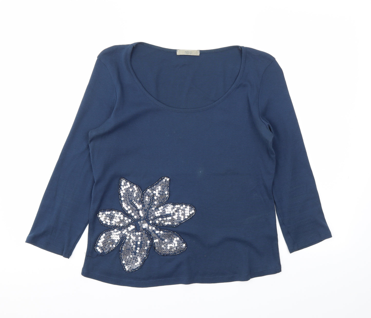 M&S Womens Blue   Basic T-Shirt Size 14